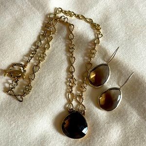 Smoky quartz earring and necklace